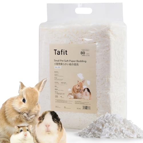 tafit Dust‑Free Soft Natural Paper Hamster Bedding with Odour Control, suitable for Hamsters, Guinea Pigs, Rabbits, Chinchillas, Rats, Mice and other Small Animals, 80 Litres (Pure White)