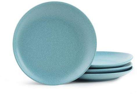 fanquare Juego de 4 platos de postre de porcelana verde, platos de cerámica mate para ensalada de pasta, plato de aperitivos de frutas de 19,5 cm, apto para lavavajillas y microondas
