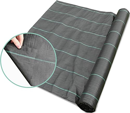 Géotextile gravier Toile de Paillage Contre Les Mauvais Herbes Membrane de désherbage, Géotextile, Barrière contre les mauvaises herbes 100g/m², Idéal pour le jardin, les parterres de fleurs(1mx90m/3.