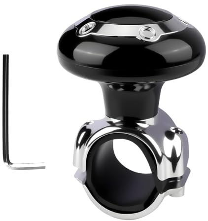 Pomo de Volante Giratorio Negro Universal, Mango de Dirección Antideslizante con Rodamiento Suave, Accesorio para Coches Camiones Tractores SUV ATV Barcos, Fácil de Instalar