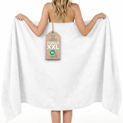 Twinzen Asciugamano Bagno Grande 100x200 cm – Telo Bagno e Telo Doccia Grande XXL in 100% Cotone, Assorbente e Morbido, Con Passante, Certificato OEKO-TEX, Bianco
