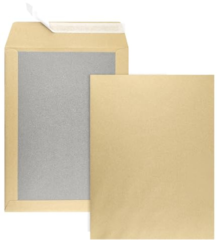 Netuno 10 x kartongbaksida fraktpåse DIN C4 brun 22,9 x 32,4 cm 400 g kuvert med kartongbaksida kuvert med baksida kuvert med baksida kartong bakvägg påsar fraktkuvert med förstärkt kartongbaksida