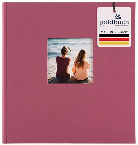 goldbuch 27 908 Bella Vista Fotoalbum mit Bildausschnitt Fuchsia, Erinnerungsalbum im Format 30 x 31 cm, Foto Album 60 schwarze Seiten mit Pergamin-Trennblättern, Fotobuch Leineneinband, Beerenfarben