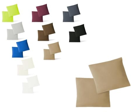 EXKLUSIV HEIMTEXTIL Kissenhülle Kissenbezug Doppelpack mit Reißverschluss 40 x 40 cm hochwertige Jersey Qualität Sand