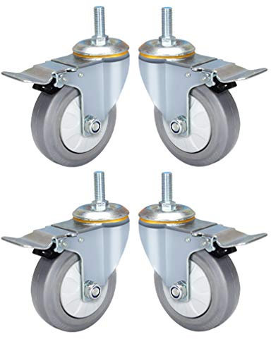 Zhaoxr Lenkrollen,Schwerlastrollen Apparaterolle,leises Abrollen mit Bremse,12mm Gewinde