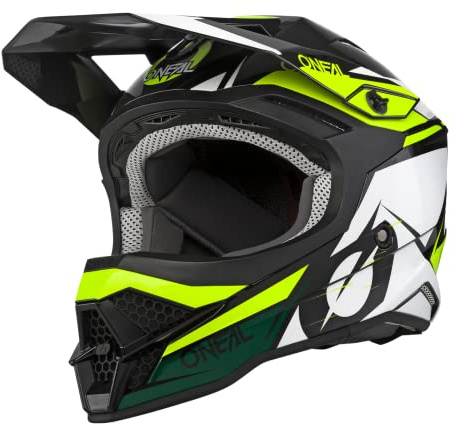 O'NEAL | Motocross-Helm | MX Enduro Motorrad | ABS-Schale, erfüllt, Airflaps™ kompatibel | 3SRS Helmet Stardust | Erwachsene | Schwarz Gelb Weiß | Größe S