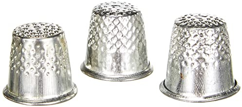 Glorex 5 2002 21 - Fingerhüte im 3er Set, in 3 Größen S, M, und L, aus stabilem Metall, mit kleinen Einkerbungen