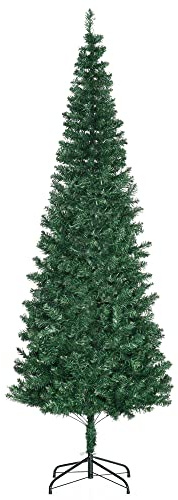 HOMCOM Árbol de Navidad Artificial 210 cm Ignífugo con 631 Puntas de Rama PVC y Soporte de Metal Decoración Navideña para Interiores Fácil de Montar Verde