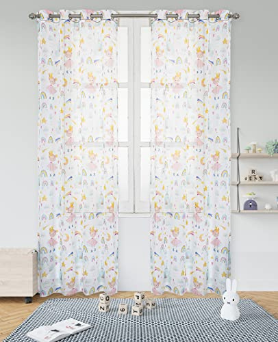 Dalina Textil - Cortinas Infantiles Niño Transúcido Dos Paneles de 140x260cm- Cortinas Visillos Juveniles Animales para Habitación Sala de Estar 2 Piezas Patrón Infantiles