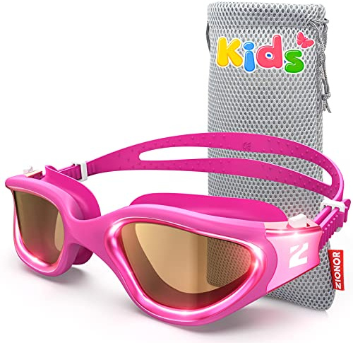 ZIONOR G1MINI Ultra Lunettes de natation polarisées confortables pour enfants - Anti-buée - Protection UV - Pour filles et garçons (années 3 à 14)