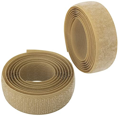 AERZETIX - C65923 - Cinta/rollo de scratch 20mm 1 metro auto agarre - organizador/sujetacables - tira enganche bolsa prenda correa - color: arena - en poliamida y poliéster