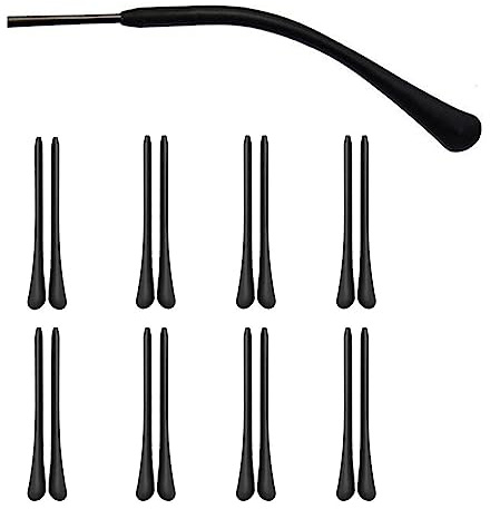 Gdnmpat 8 Pairs Eyeglass End Tips Ear Sock Pieces Anti-Slip Silicone Tube Holder Glasses Retainers Replacement Temple Tips Soft Silicone for Thin Metal Slim Eyeglass Legs(Black)