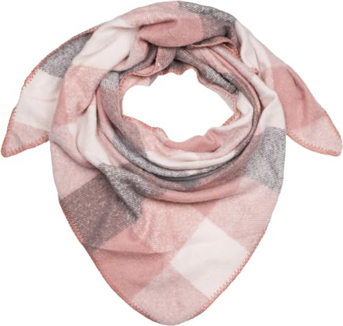 styleBREAKER Damen XXL Web Dreieck Schal mit buntem Karo Muster, Dreiecktuch Kariert, Winter Schal warm weich, Tuch 01020050, Farbe:Altrose-Grau-Weiß