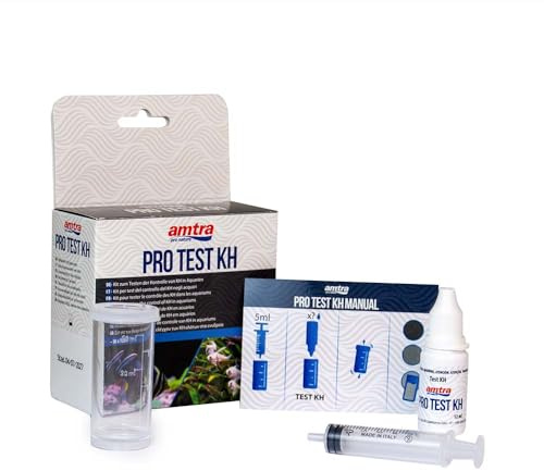 Amtra Pro Test KH - Test KH pour Aquariums, contrôle qualité Facile et Rapide de la dureté carbonatée, Eau Douce et salée, avec échelle de référence, jusqu'à 50 Tests