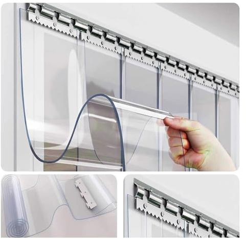 SYFXZZDS Cortinas Exterior Puerta de Tiras Anti-rasguños Cortina de láminas de PVC, Comercial Industrial Cortina PVC Transparente para Congelador Depósito Puertas(90x350cm/35.43x137.8in)