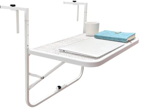 ZXCASDF Balkonhängetisch klappbar,Balkonhängetisch in 3 Stufen höhenverstellbar,Beistelltisch hängend Hängetisch für Balkongeländer,Hängetisch klein,Outdoor-Tisch Balkon Terrasse(B)