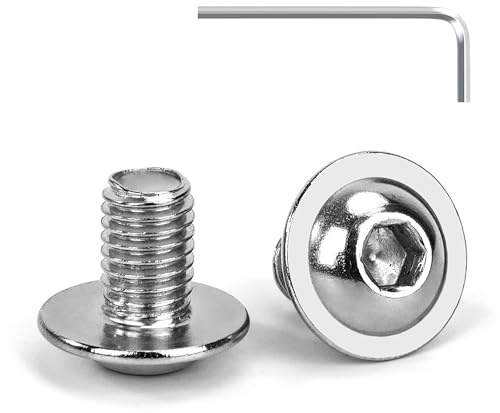 Tunejoy Viti a Testa Bombata con Flangia M8 x 12 mm Vite a Testa Esagonale Bulloni in Acciaio Inox A2 V2A Viti a Brugola con Chiavi a Esagono Filettatura Completa 20 Pezzi