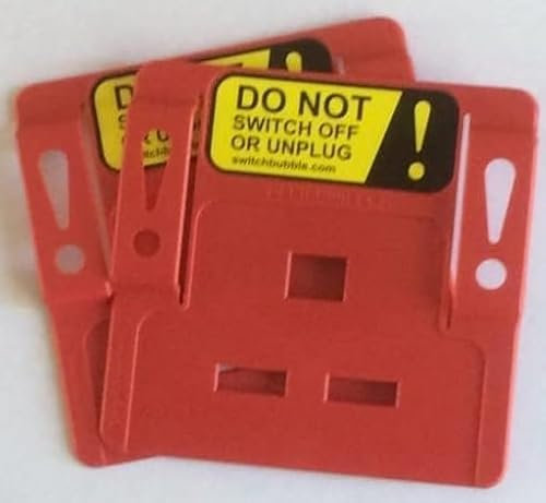 MASONA Pack of TWO RED Power Protector. Act as a visual warning and a cover over the switch. Place the Power Protector between any UK 240V 3 pin plug.