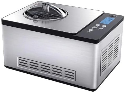 ICM-200LS - Máquina para hacer helados automática de 2.1 cuartos de galón con compresor integrado, pantalla digital LCD y temporizador, no requiere precongelación, ICM-200LS