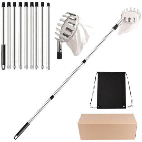 Bvizyelck Recolector De Frutas - Pértiga Extensible para Cosechar | Equipo Ergonómico para Captura Y Recolección para Uso En Granja Jardín Exterior Hogar Y Aplicaciones Agrícolas
