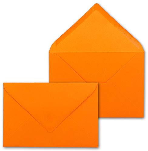 50 Brief-Umschläge mit Wellenschnitt - Orange - DIN C6-114 x 162 mm - 11,4 x 16,2 cm - mit wellenförmigen Rändern - Nassklebung - FarbenFroh by GUSTAV NEUSER