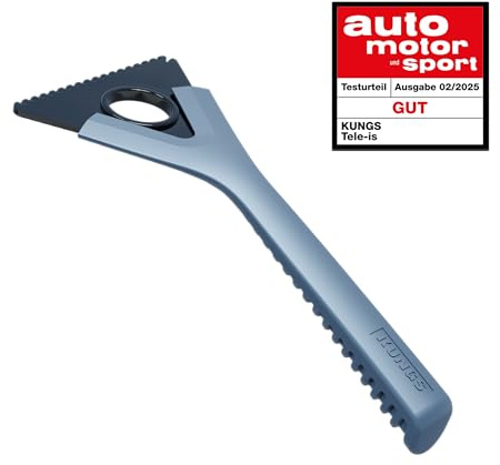 Kungs Mid-is Eiskratzer - kompakter 25 cm Eisschaber - drehbarer Polycarbonat Schaber - Kerbe für Scheibenwischer -ergonomischer Griff - Made in Finnland (Blau)