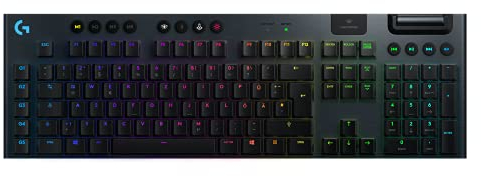 Logitech G915 LIGHTSPEED kabellose mechanische Gaming-Tastatur, Taktiler GL-Tasten-Switch mit flachem Profil, LIGHTSYNC RGB, Ultraschlankes Design, Deutsches QWERTZ-Layout - Carbon