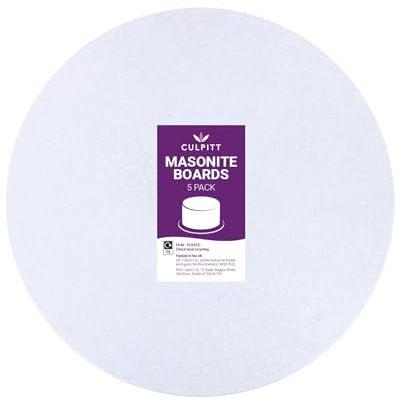 Culpitt 12 White Masonite Cake Board, Strong Round Cake Board, Cake Drum, 4mm Thick, 300mm, 12 Inch - Pack of 5