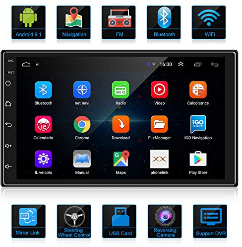 ANKEWAY 7 Pulgadas Android Radio de Coche 2 DIN, 1080P HD Pantalla Táctil Car Stereo+Llamadas Manos Libres Bluetooth+WiFi+Navegación GPS+Cámara de Visión Trasera+USB Doble+Reproductor de Internet