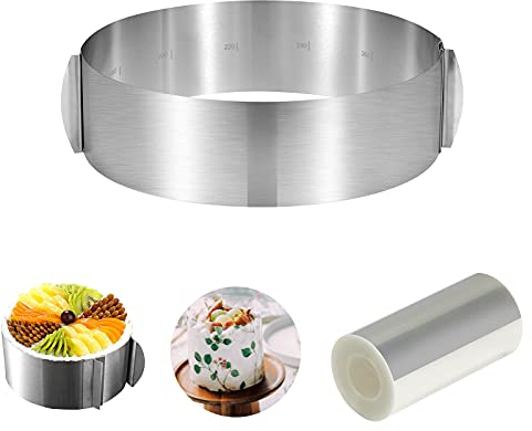 Aurora & Tithonus Anello Torta, Stampo Circolare per Torte Regolabile e Allungabile, Cerchio Torta And 1PCS, Misura Regolabile