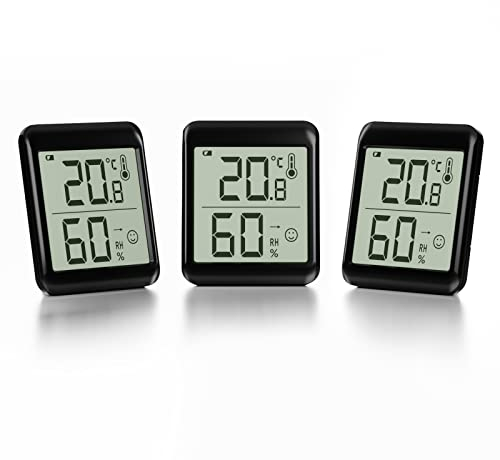 HOMVILLA Thermometer Hygrometer Innen, Mini LCD Digital Thermometer für Innenraum, Wohnzimmer, Babyraum, Büro,Gewächshaus (3)