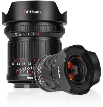 7artisans Objectif grand angle 132° F5.6 9 mm, distorsion presque nulle, distance minimale de mise au point de 0,2 m, compatible avec EOS-R, RED, EOS-R3, EOS-R5, EOS-R6, EOS-RP, noir