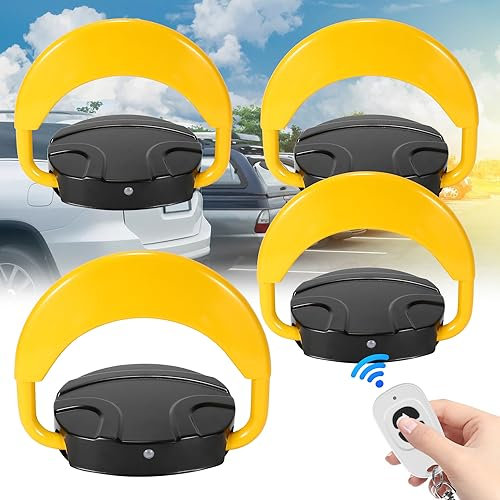 Fiqops 4*Klappbare Parkplatzsperre mit 8 Fernbedienung Parkschranke Mit 8 Schlüsseln geliefert Parkpfosten 180°Ferngesteuerter Reichweite der Fernbedienung 20m Parkplatzsperre IP67 Private