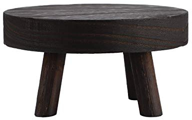 TITA-DONG Support de Plante en Bois Vintage, Présentoir de Tabouret Rond Surélevé en Bois, Support de Pot de Fleur Décoratif Multifonctionnel Intérieur Extérieur pour la Maison, Décoration de(Noir/S)