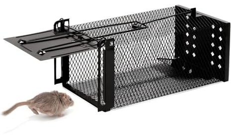 Lebendfalle Mausefalle, XXL Premium Rattenfalle Hochsensitive Mäuse-Futterfalle, Tierfreundlich & Wiederverwendbar Falle Geeignet für Küche Garten Lagerhaus (Schwarz)