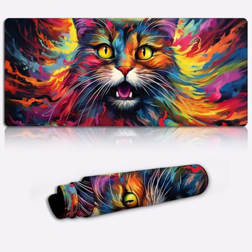 CHTXD Keyboard and Mouse Cats - Gaming Mouse Pad （23.6x13.8x 0.12 inches Extra Large Gaming Mat Computer Laptop Desk Mat