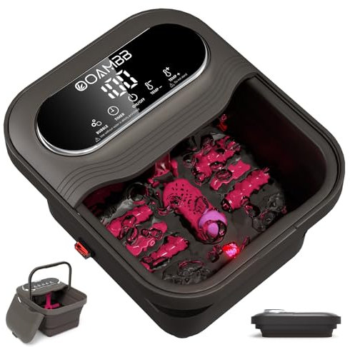 OOAMBB Spa per piedi pieghevole con controllo del calore, delle bolle e della temperatura, massaggiatore per pediluvio con touch screen XL e rulli massaggianti, vasca da bagno per pedicure, per