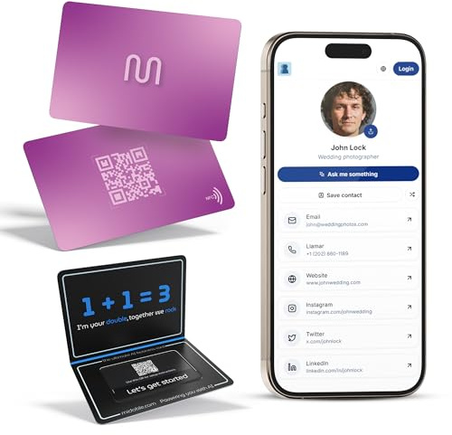 MiDoble Tarjeta de visita digital, toque para compartir, asistente de inteligencia artificial, tarjeta de red alimentada por IA, conéctese con personas, toque NFC o escanee el QR, iPhone y Android