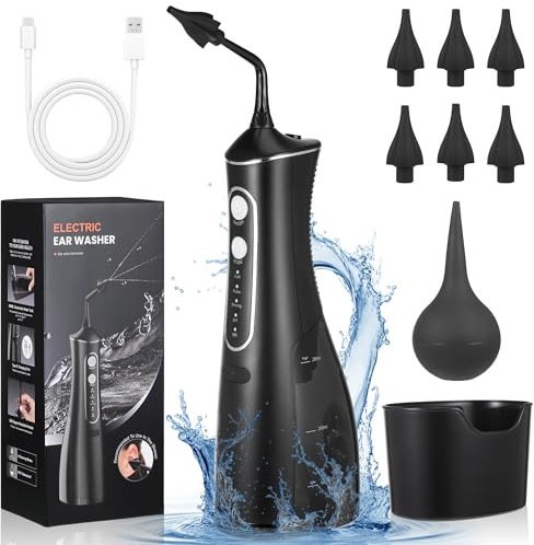 sdhiiolp Ohrenschmalz Entferner, Elektrischer Ohrenspülung mit 4 Reinigungsmodi, IPX7 Wasserdicht, Ohrendusche für Erwachsene und Kinder