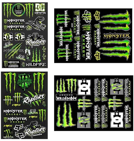 4 Stück Motorrad Aufkleber - Motocross Stickers Kit für Helme, Skateboard, Auto und Geländemotorräder - Helm Dekor Sticker