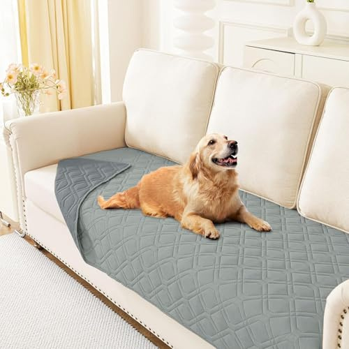 Homaxy Hundfilt vattentät, hundmatta utomhus, tvättbar, vändbar filt, hundfilt, mjuk kattfilt för soffa, säng på vägen (175 x 75 cm, grå + mörkgrå)