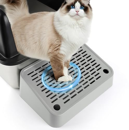 Bartuke Rampe pour bac à litière pour Chat, escalier surélevé pour Chat, pédale de Filtre à litière pour Chaton et Vieux Chats, bac à litière Automatique autonettoyant (Gris Clair)