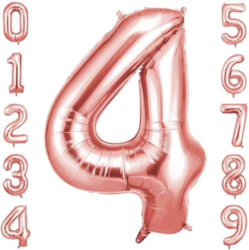 OFFCUP Palloncini Compleanno Oro Rosa 101 CM, Palloncino Numero 4, Foil Palloncini Numeri, Giganti Numeri, Decorazioni Festa Compleanno, Gonfiabili Pallone per Anniversario