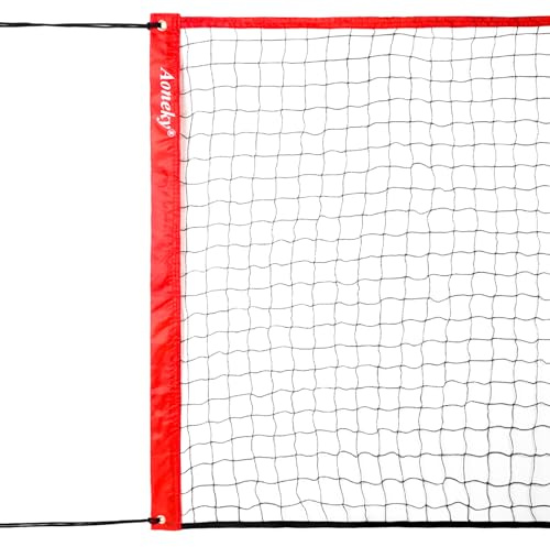 Aoneky 21x 3 ft Pickleball Net - Red Standard Regulation for Indoor Outdoor Badminton Tennis Volleyball Court Netting with Tie Strings