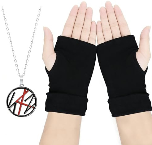 MLPKOI Guanti Senza Dita Stray & Collana, Guanti lavorati a Maglia Stray, SKZ Collana, Regalo per Fan Kpop per Stay, per i Compleanni San Valentino Giorno di Natale