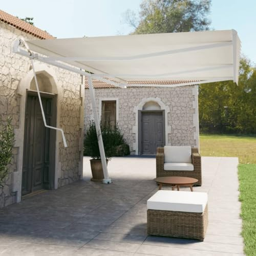 Porch Awning Auvent Rétractable, Jeu de poteaux d'auvent Blanc 600x245 cm Fer Marquise Porte D'entree pour Tonnelle, Tente Jardin, Tente Fête