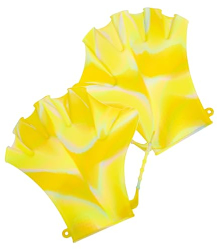 SECFOU Paletas de Natación Ajustables de Silicona para Entrenamiento, Guantes Auxiliares de Buceo Resistentes al Agua, Talla Única, Color Multicolor, para Natación y Actividades