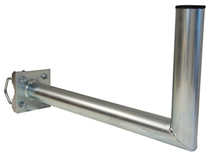 SkyRevolt 40-45cm Ø 48mm Geländerausleger Balkonhalterung Geländerhalter SAT-Antenne Mast-Ausleger Wandhalter mit Schellen L-Halter für Satellitenschüssel Stahl verzinkt