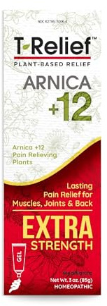 MediNatura T-Relief Extra Strength Gel Arnica +12 Natural Relieving Actives for Back Pain Joint Soreness Muscle Aches & Stiffness Whole Body Fast Acting Relief for Women & Men - 3 oz