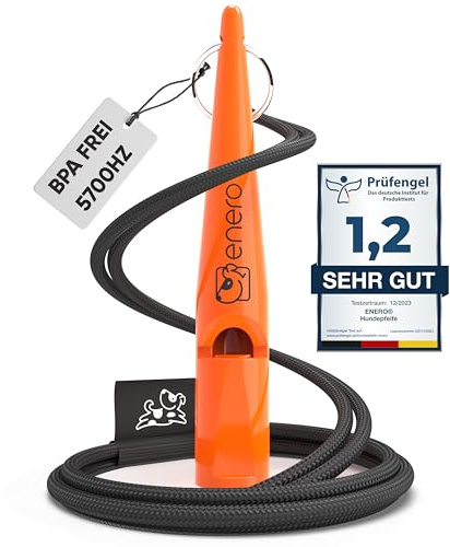 ENERO Hundepfeife - Extrem zuverlässiges Hundetraining & Erziehung - Hochfrequenz - weitreichende Lautstärke - Inkl. praktischem Umhängeband